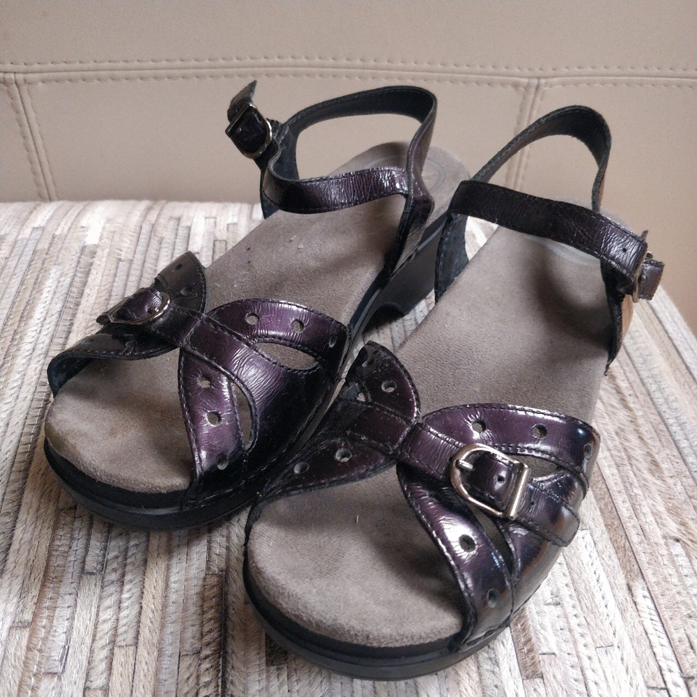 Black Patent Leather Mary Jane Sandals By Dansko